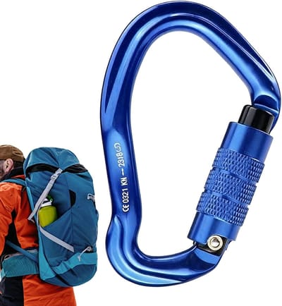 Vergrendelbare Karabiner - Automatisch Sluitende Haak - Outdoor Avonturen - Sterke 7075 Aluminium - 10.74 x 6.8 cm - Blauw