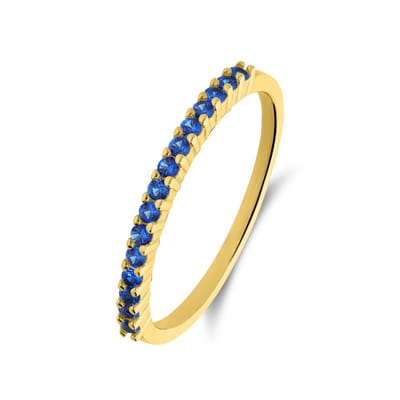 Lucardi Dames Zilveren goldplated ring met zirkonia voor dames - Ring - 925 Zilver - Goudkleurig - 15.50 / 49 mm