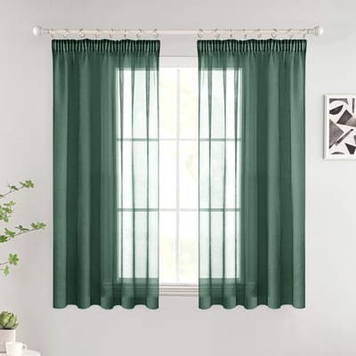 Unyqoos ® Moderne Transparante Gordijnen voor Slaapkamer en Woonkamer, Set van 2, Donkergroen, 140 x 145 cm