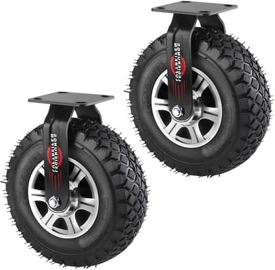 Set Steunwielen - Luchtwielen Transportwielen - Zware Lasten Verplaatsen - Schokdemping Aluminium - 250 x 90 mm - Zwart