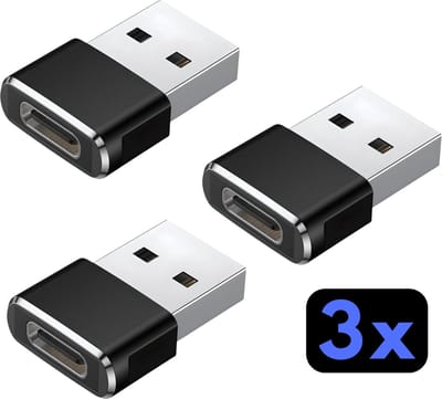 Nereb 3x USB-C naar USB-A Adapter - USB C naar USB Adapter - USB C naar USB A Converter - Zwart