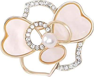 Bloemen Broche - Chique Speld - Feestelijke Outfit - Kristallen Details - Niet gespecificeerd - Rose Goud