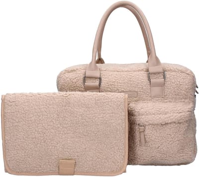 Luiertas - Verzorgingstas - Baby Verzorging - Sherpa Teddy Effect - 28 x 40 cm - Beige