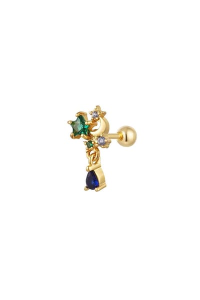 Piercing maan en ster - Sparkle collectie Green & Gold Koper