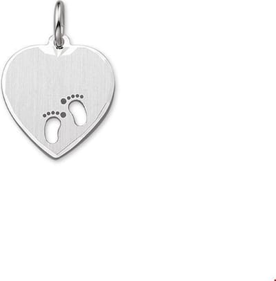 hanger hart en voetjes poli/mat zilver gerhodineerd