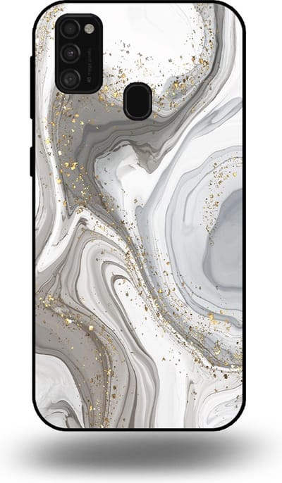 Smartphonica Telefoonhoesje geschikt voor Samsung Galaxy M31 met marmer opdruk - TPU backcover case marble design - Zilver geschikt voor Samsung Galaxy M31