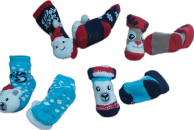 Baby - Kerstsokken - Set van 4 paar - Huissokken - Sokken - Unisex - kinderen - New Born - Warme wintersokken - Anti-slip - Kleur Meerkleurig - Maat 50-56 - Kerst - Kraamcadeau/Cadeau