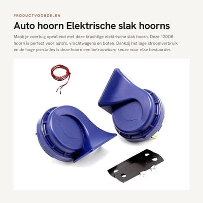 Dailygoods - Auto hoorn - Elektrische slak hoorns - 130DB geluidskracht - Waterdichte hoorn - Geschikt voor 12V voertuigen - Vrachtwagen en auto