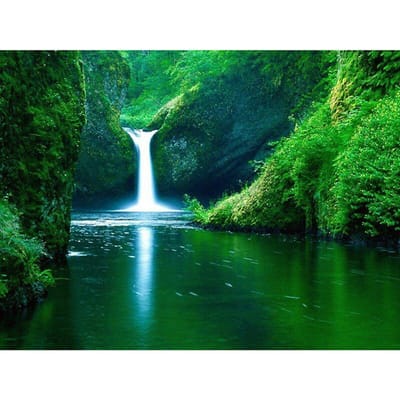5D Diamant Schilderij Waterval Landschap Volledig Boren Rond Borduurwerk Kruissteek 20X30CM green