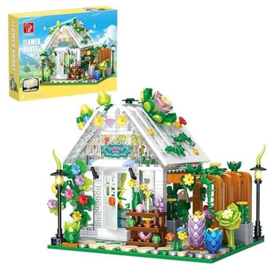 TYCOLE Bloemenhuis Bouwpakket Met Verlichting, 719 Delen Botanisch Bouwspeelgoed Kas Model, Creatief Cadeau voor Kinderen 6 Jaar en Ouder, Jongens, Meisjes & Volwassenen