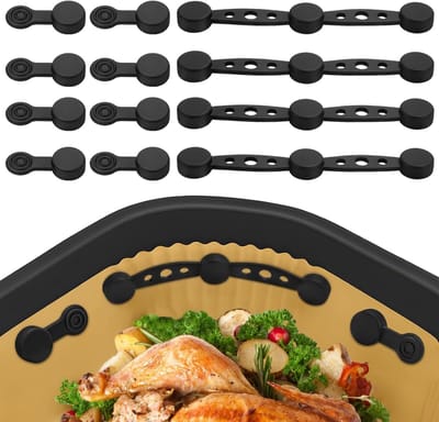 SnelShoppen - 4pcs Airfryer Magnets voor Bakpapier, Silicone Magneten, Air Fryer Buckles, 4 Silicone Strips, 8 Buckles, Herbruikbare Accessoires voor