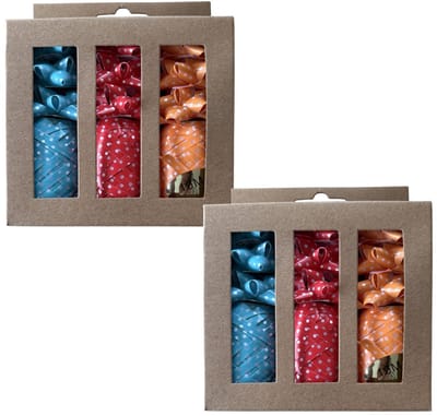Krullint- Blauw Rood & Oranje - 6 Bolletjes & 18 strikjes