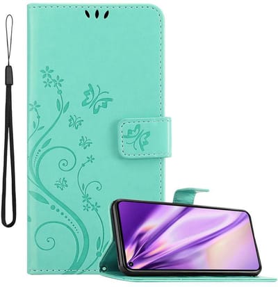Cadorabo Hoesje geschikt voor Honor 20 PRO in BLOEMEN TURKOOIS - Beschermhoes in bloemmotief met magnetische sluiting, standfunctie en kaartsleuven Book Case Cover Etui