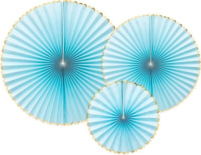 PartyDeco - Papieren waaiers Yummy Light Blue ( 3 stuks)