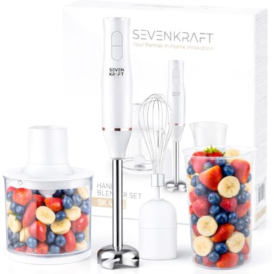 Sevenkraft Staafmixer 800W – Blender Set 4-in-1 – Handblender met Hakmolen & Garde – Staafmixer RVS – Smoothie & Soep Blender
