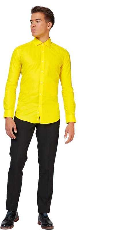 OppoSuits Yellow Fellow Shirt - Heren Overhemd - Carnavalskleding - Casual Effen Gekleurd - Geel - Maat EU 35/36