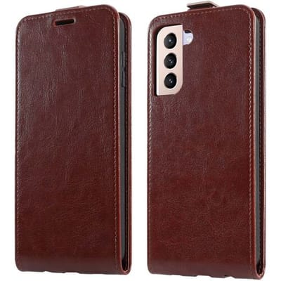ShieldCase Hoesje geschikt voor Samsung Galaxy S21 Plus flip case - leder hoesje met pasjeshouder - bruin leer