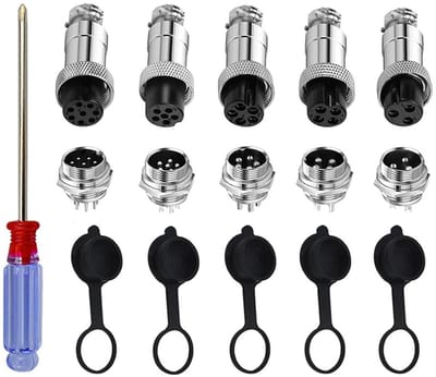 10 Sets Aviation Connector Set met 5A Socket, 16mm Male en Female Connector, Rubber Beschermhoes en Schroevendraaier voor Elektronische Toepassingen