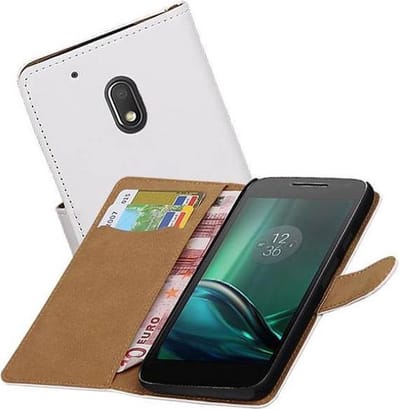 Bookstyle Wallet Case Hoesjes Geschikt voor Motorola Moto G4 Play Wit