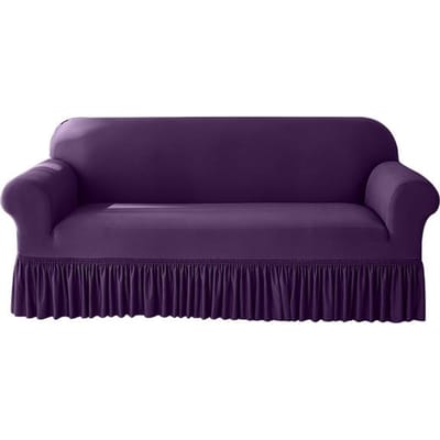Effen Kleur Bankhoes Met Rok Stretch Spandex Zitkussenhoes Voor Woonkamer Goedkoop Zacht Alles In Fauteuilhoes Voor Huisdecoratie 1 Seater