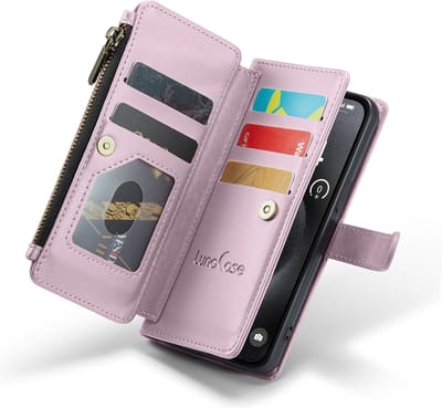 Hoesje geschikt voor iPhone 15 Pro - ZipCase Book Cover Case Kunstleer Royaal Rose