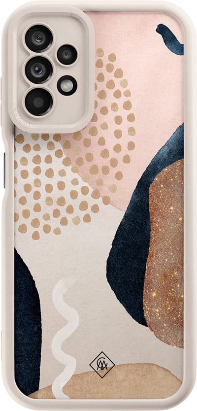 Casimoda® hoesje - Geschikt voor Samsung Galaxy A23 - Abstract Dots - Zwart TPU Backcover - Geometrisch patroon - Bruin/beige