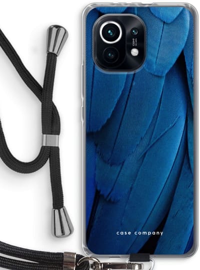 Case Company® - Hoesje met koord geschikt voor Xiaomi Mi 11 hoesje met Koord - Pauw - Telefoonhoesje met Zwart Koord - Bescherming aan alle Kanten en Over de Schermrand