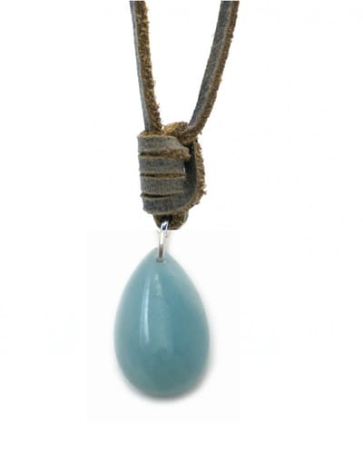 IbizaMen KIDS - Jongens - ketting - leren - veter - edelsteen - amazoniet - drop