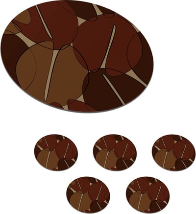 Onderzetters voor glazen - Rond - Koffiebonen - Patronen - Coffee - 10x10 cm - Glasonderzetters - 6 stuks