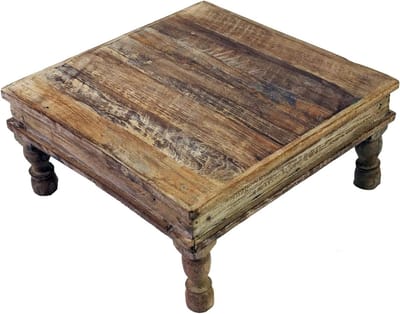 Klein Tafeltje - Bloemenbankje Bijzettafel - Decoratief Gebruik - Vintage Look - 15x34x34 cm - Bruin
