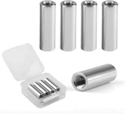 M6 Schroefmoeren en Schroefhulzen van 304 RVS, 30 mm, Set van 5 voor Duurzame Verbindingen