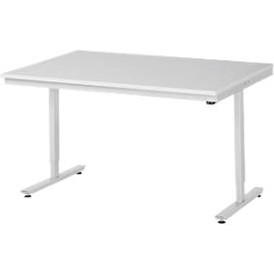 Rau ESD-werktafel Adlatus, elektrisch in hoogte verstelbaar, 28 mm spaanplaat met melamine coating, tot 150 kg, B 1500 x D 1000 x H 720-1120 mm, lichtgrijs