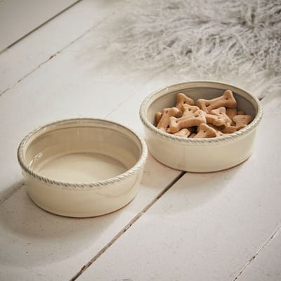 LOBERON Voerbakje set van 2 Pawilo crème