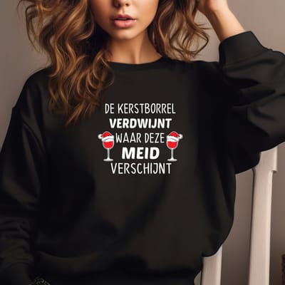De kerstborrel verdwijnt waar deze meid verschijnt- Foute kersttrui- Zwart- Maat XL
