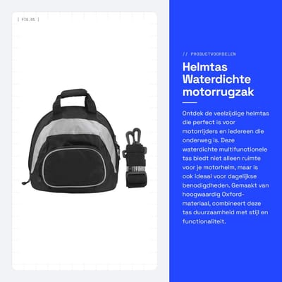 Dailygoods- Helmtas Waterdicht - Motorhelmtas - Rugzak - Schoudertas - Kunstleer/Oxford-stof - 37 x 33 x 28 cm - Motorrugzak