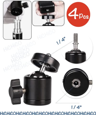 Mini Balhoofd voor smartphone statief - 1/4 inch schroef – Statiefkop - 360 graden draaibaar - Horizontaal en verticaal filmen - 4Pcs