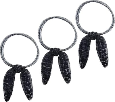 Haarsoires Haarelastieken – Strik 5cm – Glitter Stof – Grijs Zilver - Set van 3