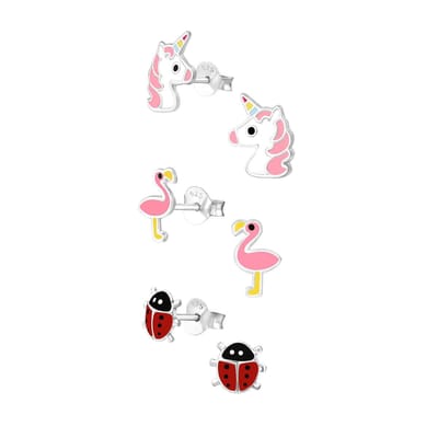 Di Lusso - Oorknopjesset Zoë - Epoxy - Zilver 925 - Meisjes