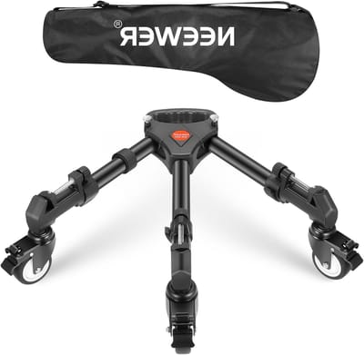Professionele Tripod Dolly met 50 Lb Capaciteit, Verstelbare Poten en Rubber Wielen voor DSLR Camera's en Videocamera's, Inclusief Draagtas