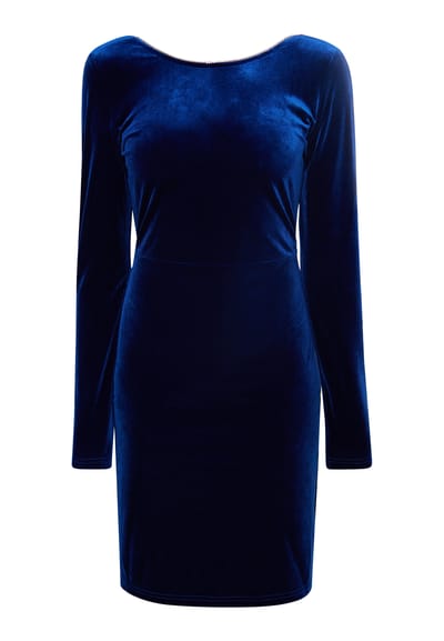Faina Fluwelen jurkje met strass steentjes Dames blauw