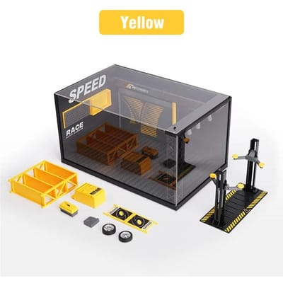 124 Parkeerplaats Display Decoratie Simulatiemodellen Prachtige Legering Montage Reparatiewerkplaats Diecast Garage Met Licht Speelgoed Cadeau black