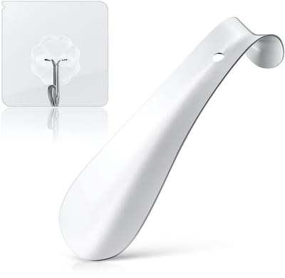 Dailygoody - Schoenlepel van Roestvrij Staal - Ergonomisch Design - Elegant en Klein - Met Ophanghaak - Ideaal voor Laarzen en Schoenen - Duurzaa