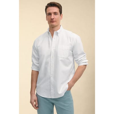 Brooks Brothers Regular Fit Oxford Friday Shirt With Button Down Collar Whit Size: S | Casual Shirts Outlet | Heren | Wit