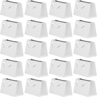 20 stuks witte kraftpapier geschenkzakjes 30 x 30 x 10 x 10 cm geschenkzakjes bulk met handgrepen voor retailtas, feestgeschenktas, verjaardagscadeau tas, merchandise boetiekzakken