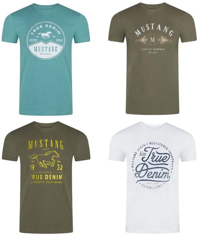 Mustang Heren T-Shirt 4er Pack regular fit Veelkleurig S Ronde Hals Volwassenen gemaakt van 100% katoen