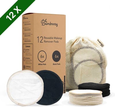 Bamboozy 12 Zwart + Wit Wasbare Wattenschijfjes Herbruikbare Wattenschijfjes Zero Waste Bamboe