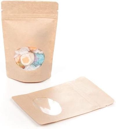 Stazakken Kraft met ovaal Venster 10x6x15cm | 57 gram (100 stuks)