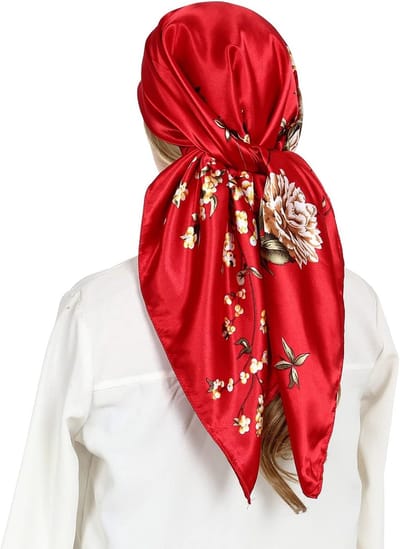 hoofddoek, zijden satijnen dames slaap haarsjaal. Suqare designer bandana sjaal voor haar wikkeling 's nachts. 90 cm, Bloem-5, L