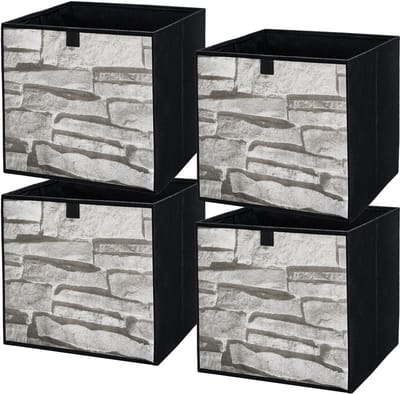 LAVITA® Opbergmand Textiel - 31x31x31 Steen 4 Stuks - Opbergbox Kast Organizer Opbergdoos - Kastlade Verdeler Voor Kleding Ondergoed Badkamer Kledingkast - Vouwdoos Stoffen Doos Opbergdozen