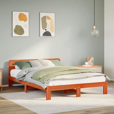 vidaXL - Bed - met - matras - massief - grenenhout - wasbruin - 140x190 - cm
